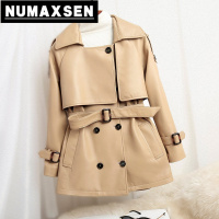 纽曼森(Numaxsen)绵羊皮真皮皮衣女中长款2022新款时髦chic风收腰修身显瘦风衣外套