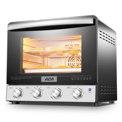 北美电器(ACA) 烤箱家用烘焙多功能全自动台式独立控温热风蛋糕面包 黑色