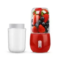 无线榨汁机家用小型充电 榨汁杯电动炸果汁机 红色双杯-186