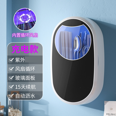 纳丽雅(Naliya)筷子消毒机厨房家用小型智能紫外线充电式消毒壁挂式快子筒_黑色消毒风干-充电款