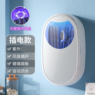 纳丽雅(Naliya)筷子消毒机厨房家用小型智能紫外线充电式消毒壁挂式快子筒_银色-插电款