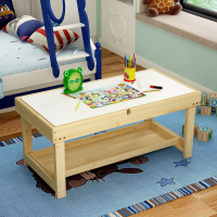 实木积木桌兼容乐高儿童玩具桌双层沙盘桌3多功能游戏桌2-8岁