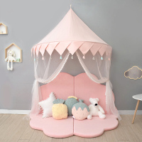 粉色苏1.1m+毛球网纱|儿童帐篷公主游戏屋儿童房壁挂婴儿蚊帐床头装饰床幔读书角礼物