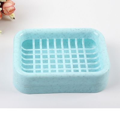 网格款[蓝色加丝] 卫生间创意香皂盒肥皂盒双层沥水免打孔