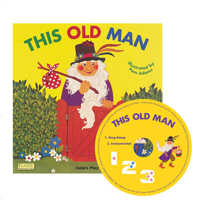 英文原版 附CD This Old Man 大开本洞洞书 韵文童谣绘本 Child's Play 系列英语启蒙认知图