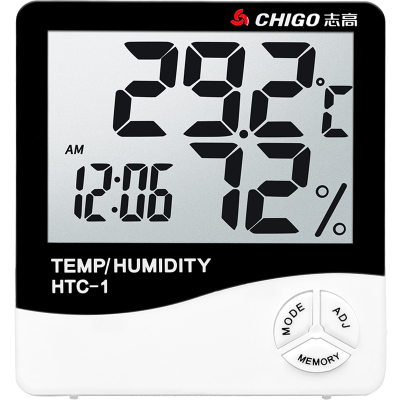 志高(CHIGO)精准温湿度计室内家用高精度电子温度计干湿婴儿房数显室温表 [基础版]无背光//带日期显示