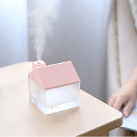 新款简约USB充电小房子加湿器 空气脸部补水喷雾无线桌面三合一 珊瑚粉-小房子加湿器 USB款