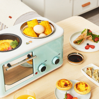 烤面包机家用4箱三合一早餐机多功能3四合一懒人全自动一体机 粉色