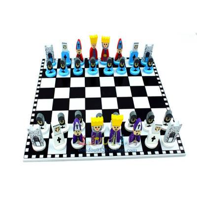 儿童生日新年木质国际象棋欧美风格卡通造型棋类玩具