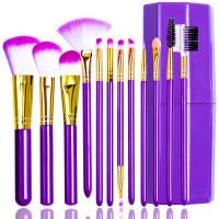 12支紫色+桶装[送粉扑] 馨仪化妆刷套装眼影刷腮红散粉刷眉刷唇刷粉底刷彩妆工具全套刷子