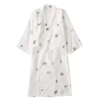 香港清新仙人掌和服睡袍新品睡裙女春棉长袖浴袍全棉睡衣