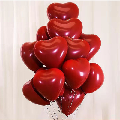 宝石红心形[50个] 无任何配件 马卡龙气球宝石红色结婚礼生日心形气球婚房装饰布置
