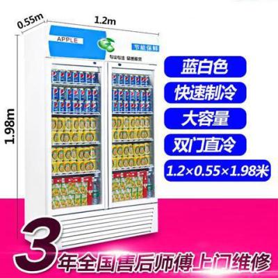 双门直冷[蓝白] 饮料展示柜商用冷藏啤酒柜超市冰箱立式单保鲜便利店饮料柜