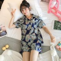 冰丝睡衣女士夏季薄款短袖火烈鸟两件套装可爱韩版大码学生家居服