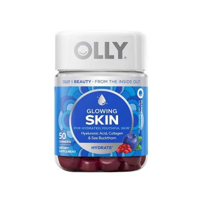 原装进口美国OLLY 光泽肌肤软糖 50粒 胶原蛋白水果糖亮肤紧致透明质酸蛋白质蓝莓味