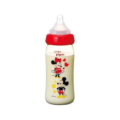 原装进口日本贝亲(Pigeon)宽口径PPSU婴儿防胀气奶瓶母乳质感奶瓶240ml 米奇米妮自带M号奶嘴