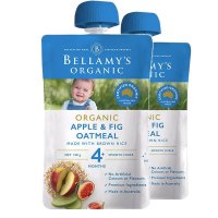 2袋装-原装进口贝拉米4+婴幼儿儿童燕麦无花果苹果泥(4个月以上)120g