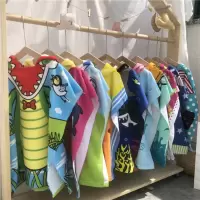 夏季卡通儿童浴巾连帽斗篷男女童可爱浴袍沙滩巾游泳套头可穿披风