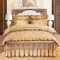 四件套床上用品加绒加厚四件套床裙床罩欧式纯色床上四件套