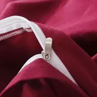 欧式磨毛纯棉四件套刺绣酒红色结婚庆被套简约加厚纯棉床上用品