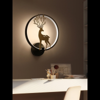 简约客厅创意鹿头装饰壁灯古达书房卧室现代温馨床头灯楼梯过道墙灯