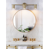 美式轻奢浴室柜镜前灯古达免打孔卫生间北欧洗手间金色镜子灯