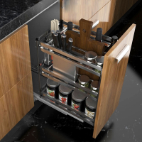 古达不锈钢厨房橱柜极窄柜收纳调味篮置物架厨柜抽屉式调味料拉篮