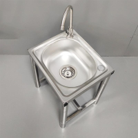 不锈钢水池洗菜盆单槽法耐洗碗池带支架简易洗手盆厨房水槽阳台水盆落