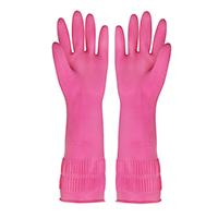 明真厨房清务手套 保暖加厚防水家用橡胶洗碗洗衣服手套C5|XL 玫红色