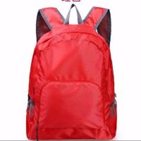 户外旅游超轻超薄可折叠皮肤包便携防水旅行双肩背包男女学生书包|防水款大红