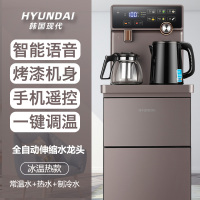 韩国茶吧机2022新款家用全自动下置水桶智能语音声控饮水机A4|咖啡色(智能语音+豪华大屏+手机遥控) 冰温热