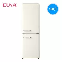 bcd-150r 复古冰箱两门小冰箱 家用冷藏冷冻小型双门彩色网红W8|奶油白