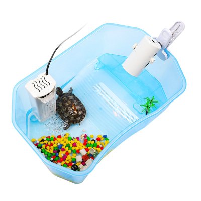 乌龟缸小金鱼箱养龟的专用缸巴西龟盆大型别墅带晒台水陆缸