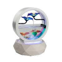 创意鱼缸小型桌面玻璃圆形客厅办公室生态家用个性金鱼缸水族箱
