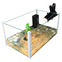 玻璃带晒台乌龟缸水陆缸鱼缸龟鱼小型居家高清玻璃龟缸金鱼缸龟盆