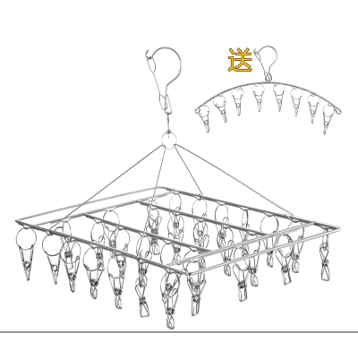 夹特厚款晾衣架多夹子不锈钢家用防风挂钩晾袜子纳丽雅挂钩多功能凉衣夹晒婴儿尿布衣服挂架