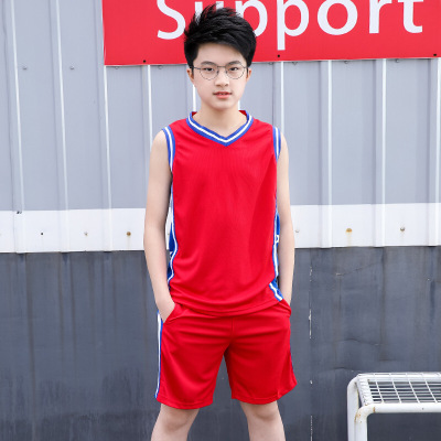 迪鲁奥(DILUAO)10岁男孩的篮球运动衣服套装男中大儿童篮球运动背心套装(可定制印号)[夏]