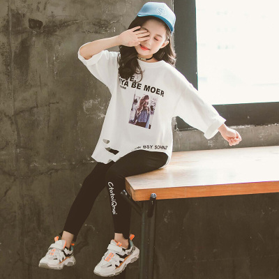 迪鲁奥(DILUAO)女童长袖TT恤新款大童韩版洋气中长款宽松上衣儿童打底衫