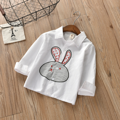 迪鲁奥(DILUAO)童装女童衬衫长袖童装儿童春秋猫咪白衬衣中小童上衣兔子