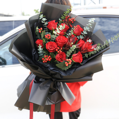 [一语花香]11枝红玫瑰[全国同城2小时配送鲜花][生日节日鲜花]韩式花束3008款