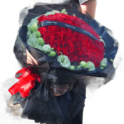[一语花香]鲜花红66枝玫瑰[全国同城2小时配送]鲜花店[情人节鲜花]韩式花束3003款
