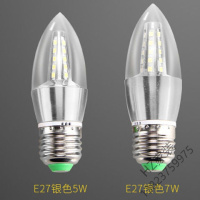 苏宁优选led蜡烛灯泡e14e27节能白光暖光变光5W7w9w12w尖泡拉尾水晶灯光源唐晶