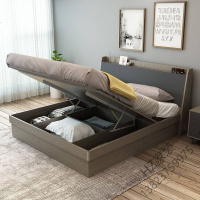 2020新款北欧床主卧现代简约储物床1.5米高箱床1.8双人床卧室板式床收纳床欧因