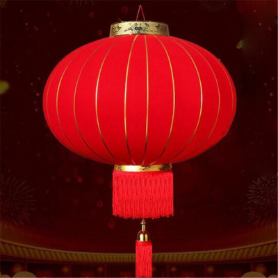 环杰大红灯笼HJ-1196节庆装饰植绒灯笼纯色