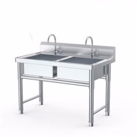 环杰201不锈钢洗碗洗菜池HJ-1225商用双星水池