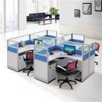 环杰职员桌办公桌HJ-1404屏风隔断4人位办公桌出字型四人位含柜