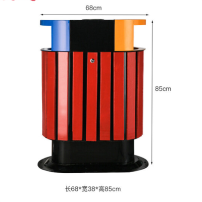 环杰钢木垃圾桶HJ-1730双桶镀锌内胆68*38*85cm环卫垃圾桶