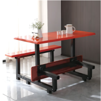 环杰食堂餐桌椅HJ-1811玻璃钢连体快餐桌椅组合