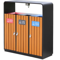 环杰塑木垃圾桶HJ-2102仿木纹果皮箱三分类