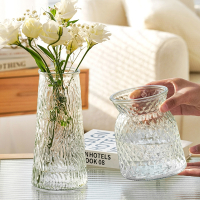简约现代欧式创意玻璃花瓶透明水养插花弹痕玫瑰百合富贵竹餐桌摆件园艺工具